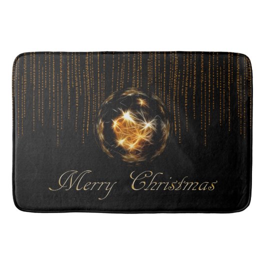 金ゴールドの黒いクリスマス バスマット (正面)