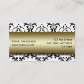 金ゴールドの黒いダマスク織のメーキャップアーティストの名刺 名刺 (裏面)