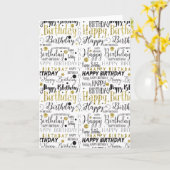 金ゴールドの黒いハッピーバースデーの紙吹雪 カード (黄色い花)