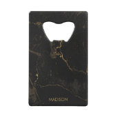 金ゴールドの黒い大理石 クレジットカード栓抜き (裏面)