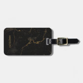 金ゴールドの黒い大理石 ラゲッジタグ (正面横)