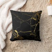 金ゴールドの黒い大理石-装飾用クッション クッション (ブランケット)