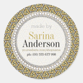 金ゴールドの黒い幾何学模様（ラベルで作成） ラウンドシール