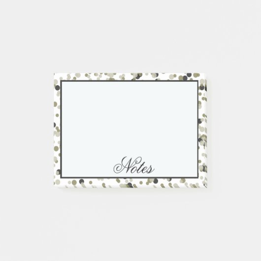 金ゴールドの黒い紙吹雪の点 ポストイット (正面)