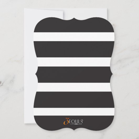 金ゴールドの黒い花柄のストライプの誕生日のパーティの招待状 招待状 (裏面)