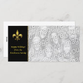 金ゴールドの黒い（紋章の）フラ・ダ・リの写真のクリスマス シーズンカード (正面/裏面)