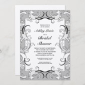 金ゴールドの黒くビクトリアンなブライダルシャワーの招待状 招待状 (正面/裏面)