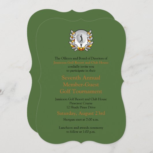 金ゴールドの黒く企業のなゴルフトーナメントの招待状 招待状 (正面/裏面)