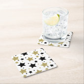金ゴールドの黒く派手な星 スクエアペーパーコースター (インサイチュ)