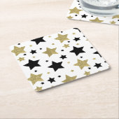 金ゴールドの黒く派手な星 スクエアペーパーコースター (アングル)