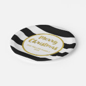金ゴールドの黒のストライプのメリークリスマスのカスタムのプレート ペーパープレート (アングル)