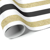 金ゴールドの黒のストライプ ラッピングペーパー (ロールコーナー)
