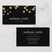 金ゴールドの黒のフェイクなグリッターの紙吹雪 名刺 (正面/裏面)