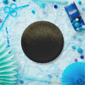 金ゴールドの黒の輝きのグリッター ペーパープレート (パーティー)