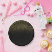 金ゴールドの黒の輝きのグリッター ペーパープレート (パーティー)