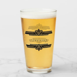 金ゴールドの黒アールデコラベル タンブラーグラス