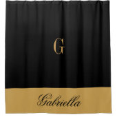 金ゴールドの黒 シャワーカーテン (正面)