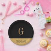 金ゴールドの黒 ペーパープレート (パーティー)