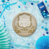 金ゴールドの100th誕生祝いの紙皿 ペーパープレート (パーティー)