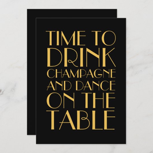 金ゴールドの20年代の休日のパーティの招待状 招待状 (正面/裏面)