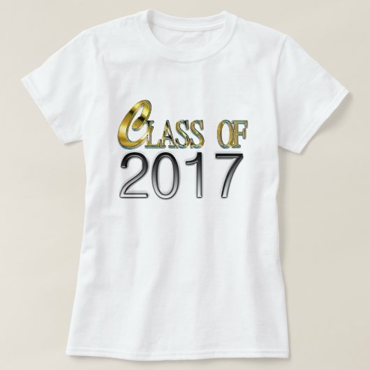 金ゴールドの2017年のクラス及び銀及び色のTシャツ Tシャツ (デザイン正面)