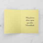 金ゴールドの（ユダヤ教）メノラー幸せなハヌカー シーズンカード (内部)