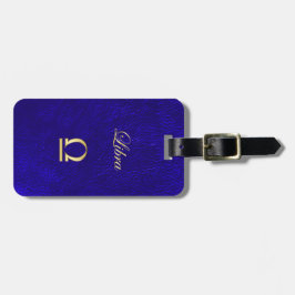 金ゴールドの(占星術の)十二宮図の印の天秤座 ラゲッジタグ