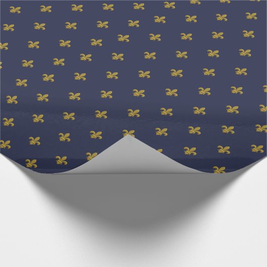 金ゴールドの（紋章の）フラ・ダ・リの男らしいギフト用包装紙の男性への青 ラッピングペーパー (角)