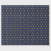 金ゴールドの(紋章の)フラ・ダ・リの男らしいギフト用包装紙の男性への青 ラッピングペーパー (フラット)