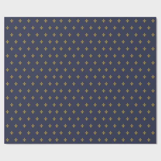 金ゴールドの（紋章の）フラ・ダ・リの男らしいギフト用包装紙の男性への青 ラッピングペーパー (フラット)