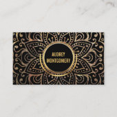 金ゴールドのBohoのヨガのインストラクター|の花の曼荼羅パターン 名刺 (正面)