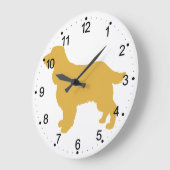 金ゴールドのCockerシルエット-背面色を選択 ラージ壁時計 (傾斜)