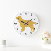 金ゴールドのCockerシルエット-背面色を選択 ラージ壁時計 (ホーム)