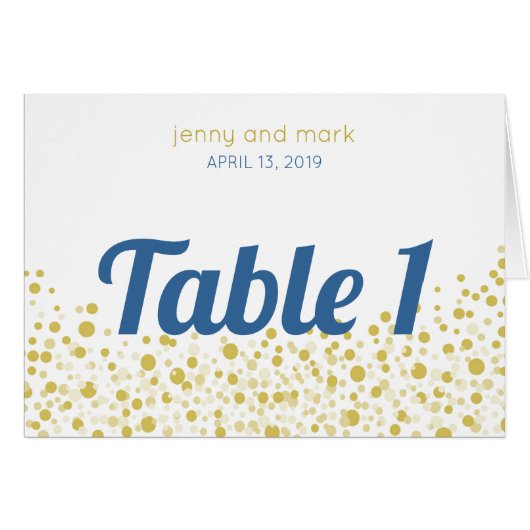 金ゴールドのConettiの結婚式のテーブルのテント (正面横)