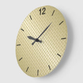 金ゴールドのDiamondplate明るいパターン ラージ壁時計 (傾斜)