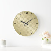 金ゴールドのDiamondplate明るいパターン ラージ壁時計 (ホーム)