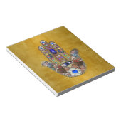 金ゴールドのHamsaのハートの花のオパールの芸術 ノートパッド (アングル)