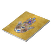 金ゴールドのHamsaのハートの花のオパールの芸術 ノートパッド (回転)