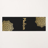 金ゴールドのMehendiの曼荼羅パターンナマステ ヨガマット (裏面(横))