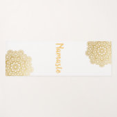 金ゴールドのMehendiの曼荼羅パターンナマステ ヨガマット (正面(横))