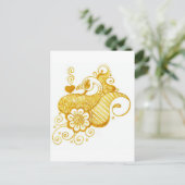 金ゴールドのMehndiのhennaの芸術 ポストカード (スタンド正面)