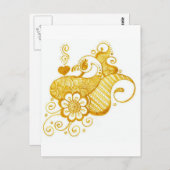 金ゴールドのMehndiのhennaの芸術 ポストカード (正面/裏面)