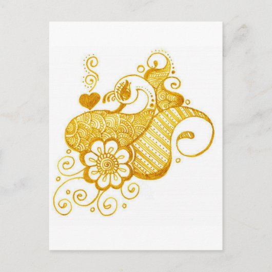金ゴールドのMehndiのhennaの芸術 ポストカード (正面)