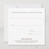 金ゴールドのPalm Treeギフト券 (裏面)