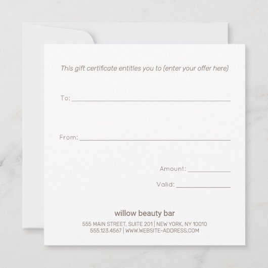 金ゴールドのPalm Treeギフト券 (裏面)