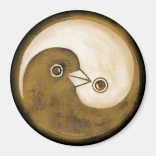 金ゴールドのYinYangのハト派議員が付いている大きい冷蔵庫用マグネット マグネット