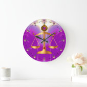 金ゴールドはかりで測・オブ・ローGEM STONES，正義の象徴 ラージ壁時計 (ホーム)