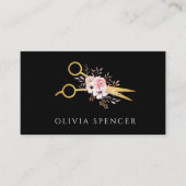 金ゴールドはさみバラ美容師 名刺 (正面)