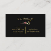 金ゴールドはさみフローラ美容師サロン 名刺 (裏面)