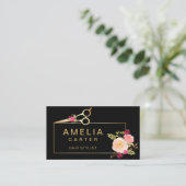 金ゴールドはさみフローラ美容師サロン 名刺 (スタンド正面)